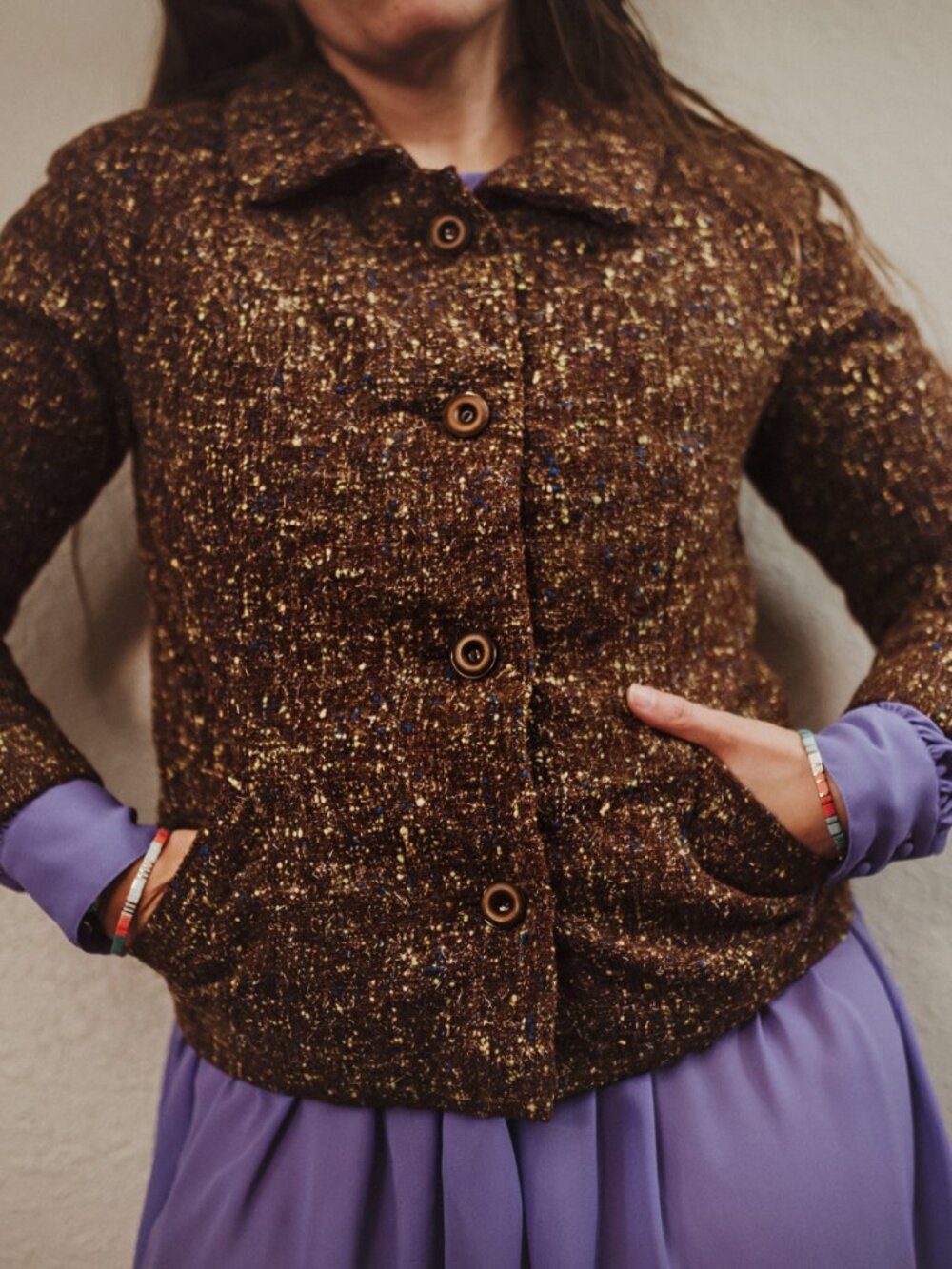 Vintage 50s Tweed Flecked Blazer Jacket | Size XS-M Petite
